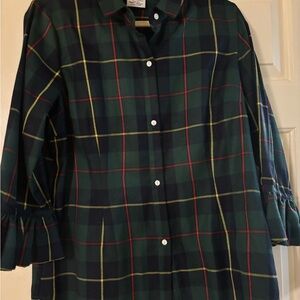 Gretchen Scott Designs Plaid Shirt with Ruffle Sleeves